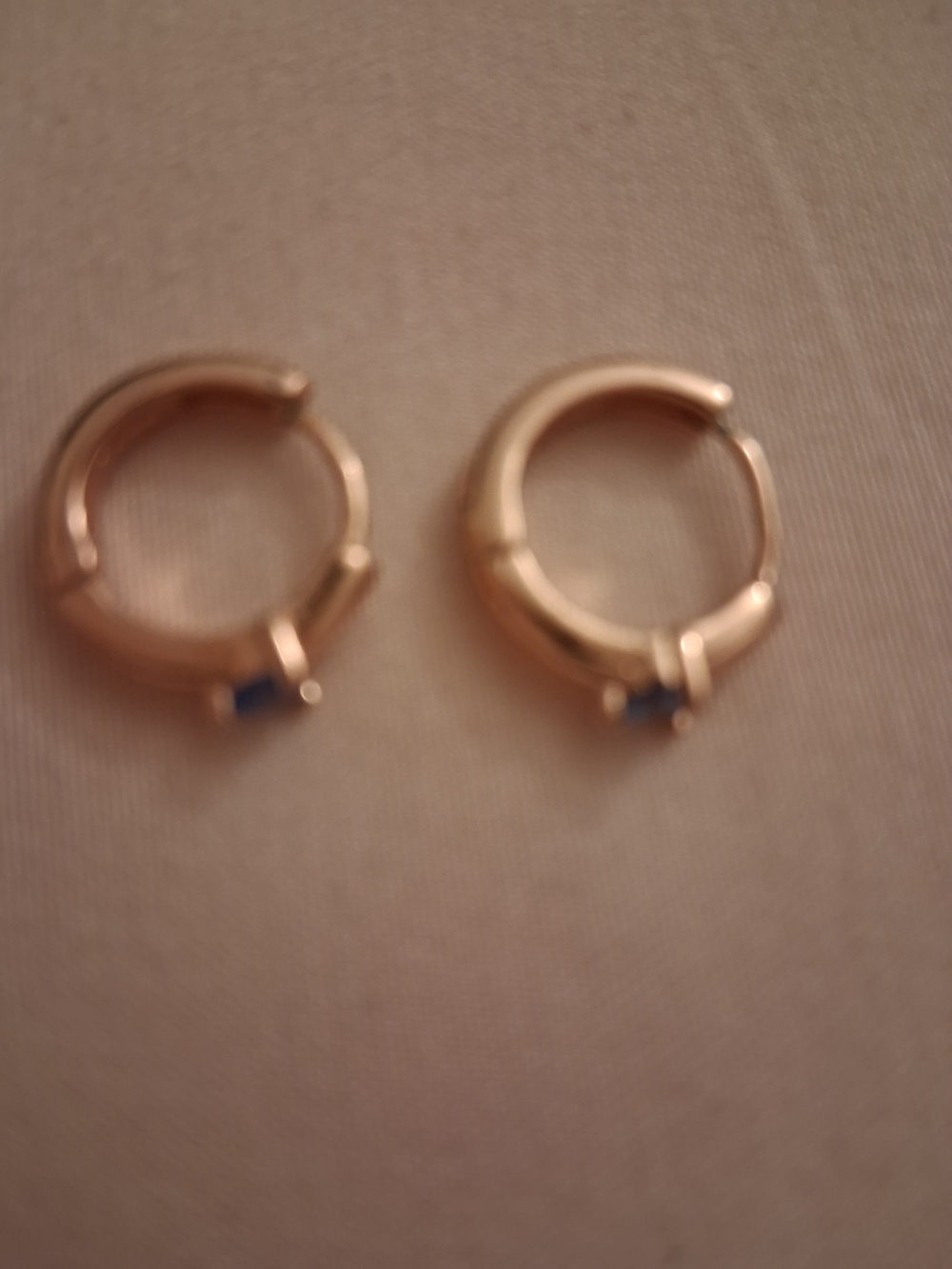 Pandora Gold Huggie Earrings with Blue Accent